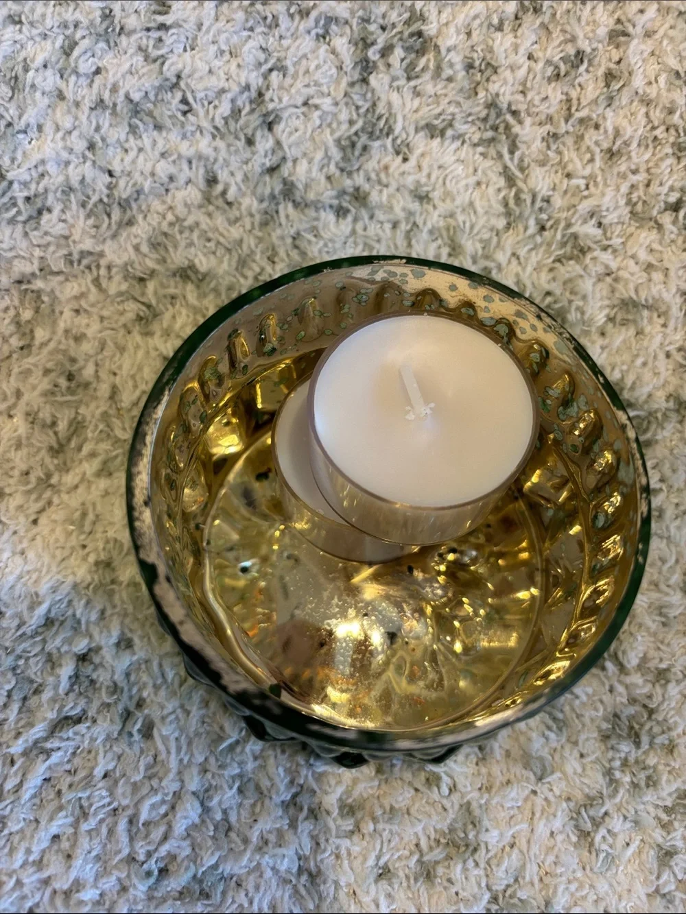 Rustic Sage Green Mercury Glass Tealight Holder by Koyal NWT Pier One